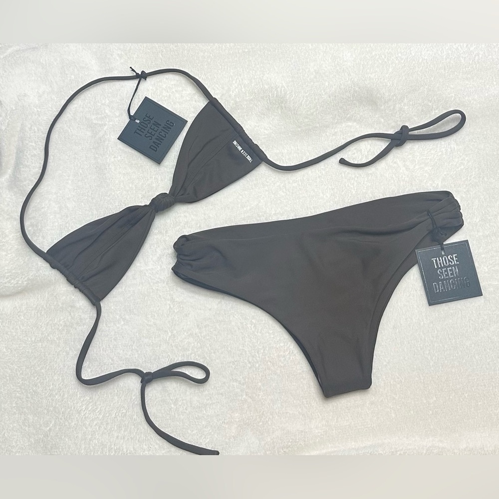 Those Seen Dancing 2 Piece Micro Bikini XS Top Small Bottom NWT Chocolate Brown